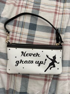 Never Grow Up! White Leatherette Wristlet Clutch
